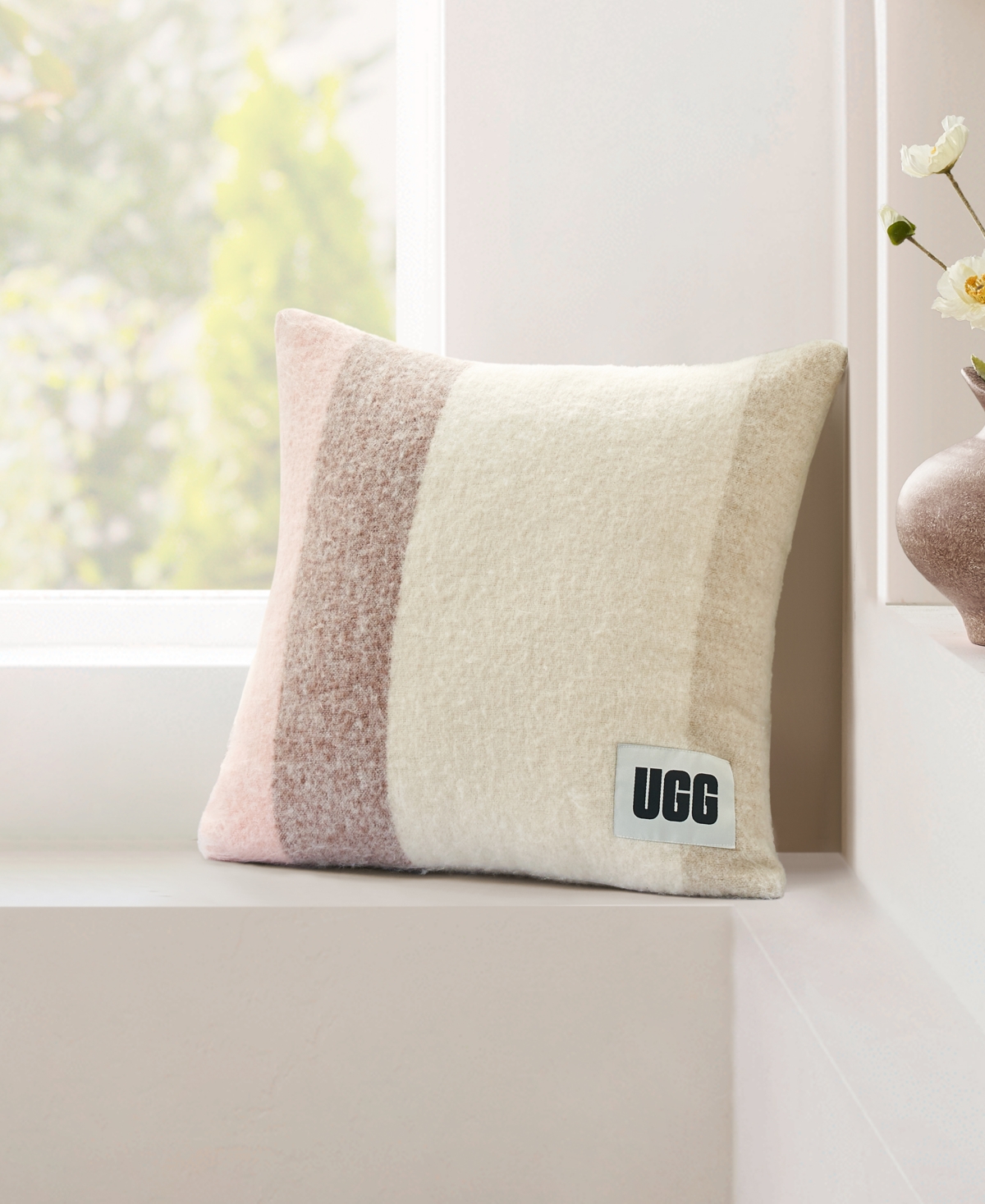 Ugg Calyx Stripe Faux Mohair Decorative Pillow, 20" X 20" In Pansy