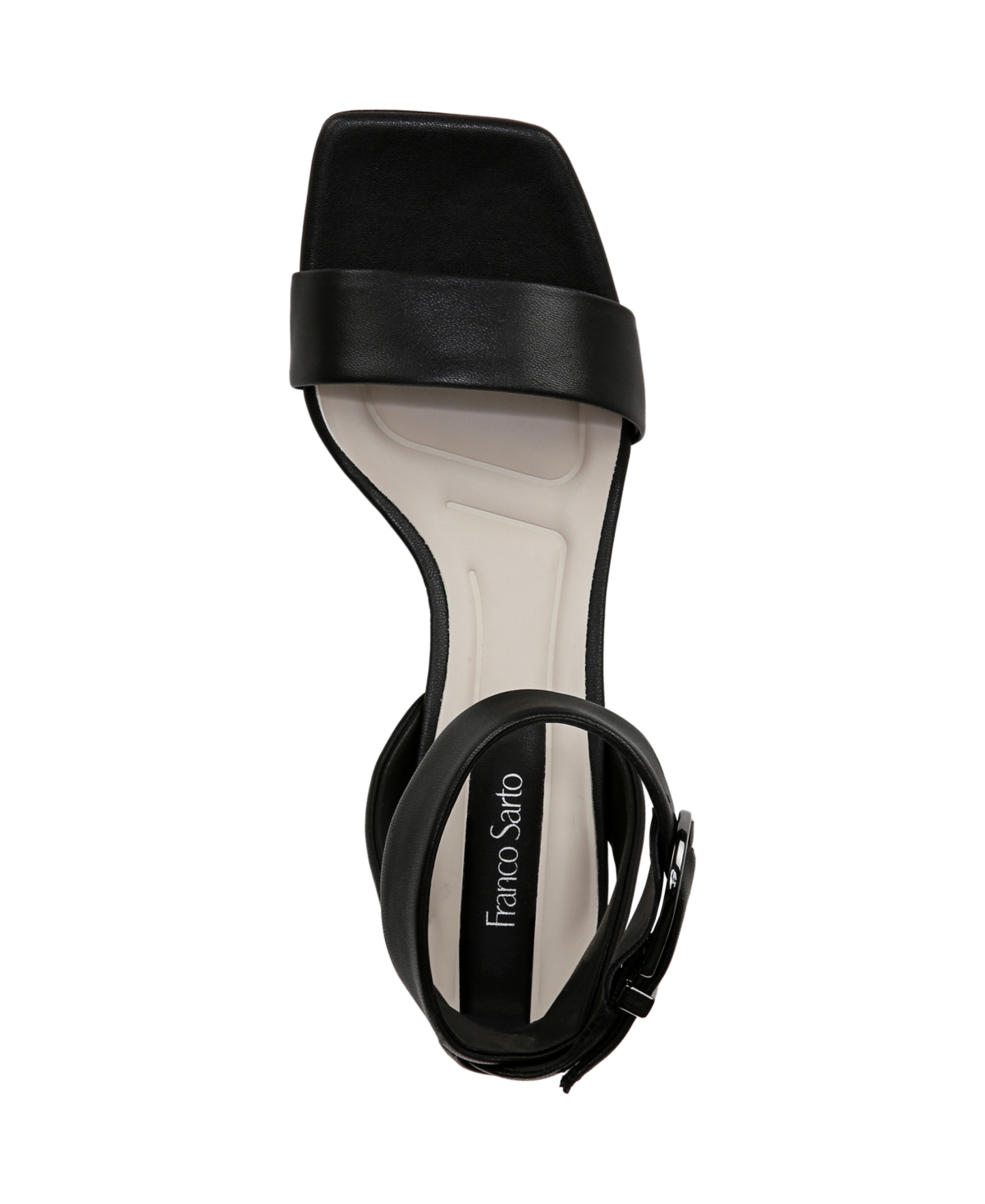 Franco Sarto Women's Savini Open Square Toe Ankle Strap Dress Sandals In Black Leather