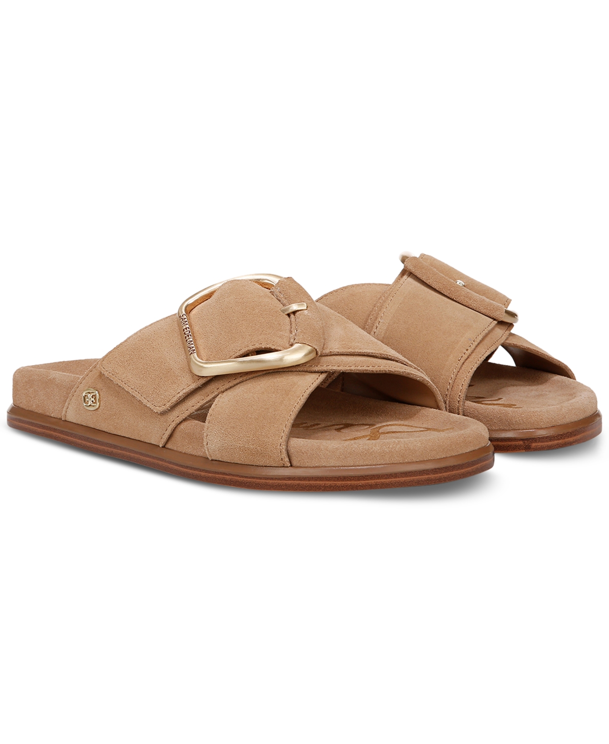 Sam Edelman Darla Buckle Slide Sandal Cyprus Tan Suede In Cyprus Tan Suede Leather