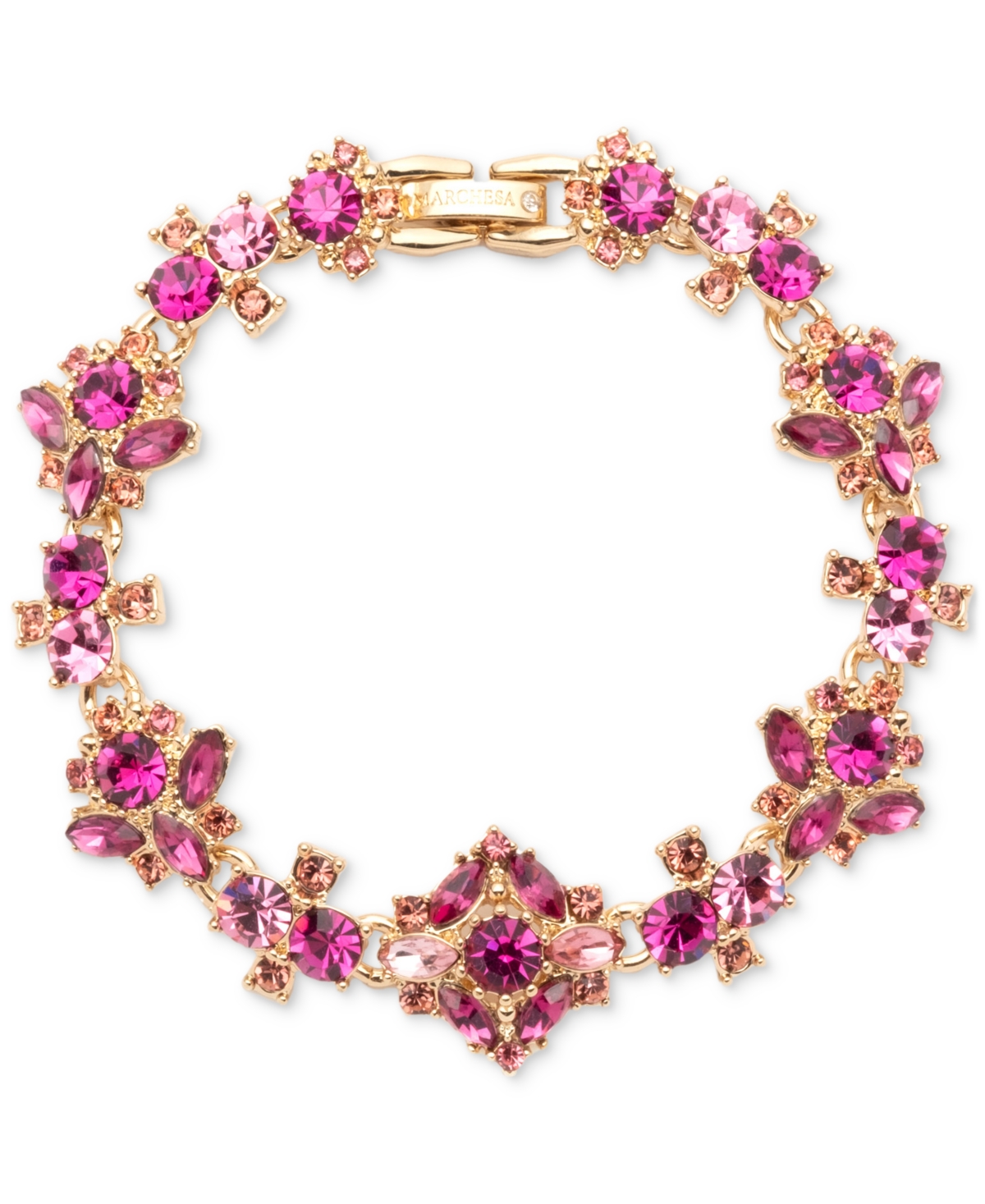 MARCHESA GOLD-TONE CRYSTAL & STONE FLEX BRACELET 
