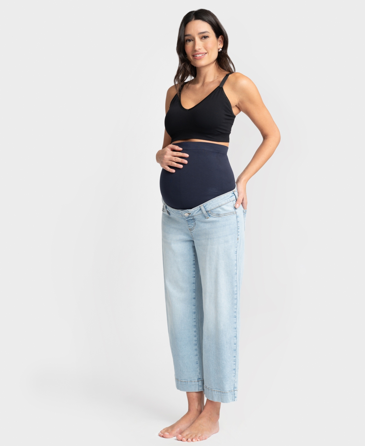 Shop Seraphine Women's Maternity Cropped Jeans In Light Vintage