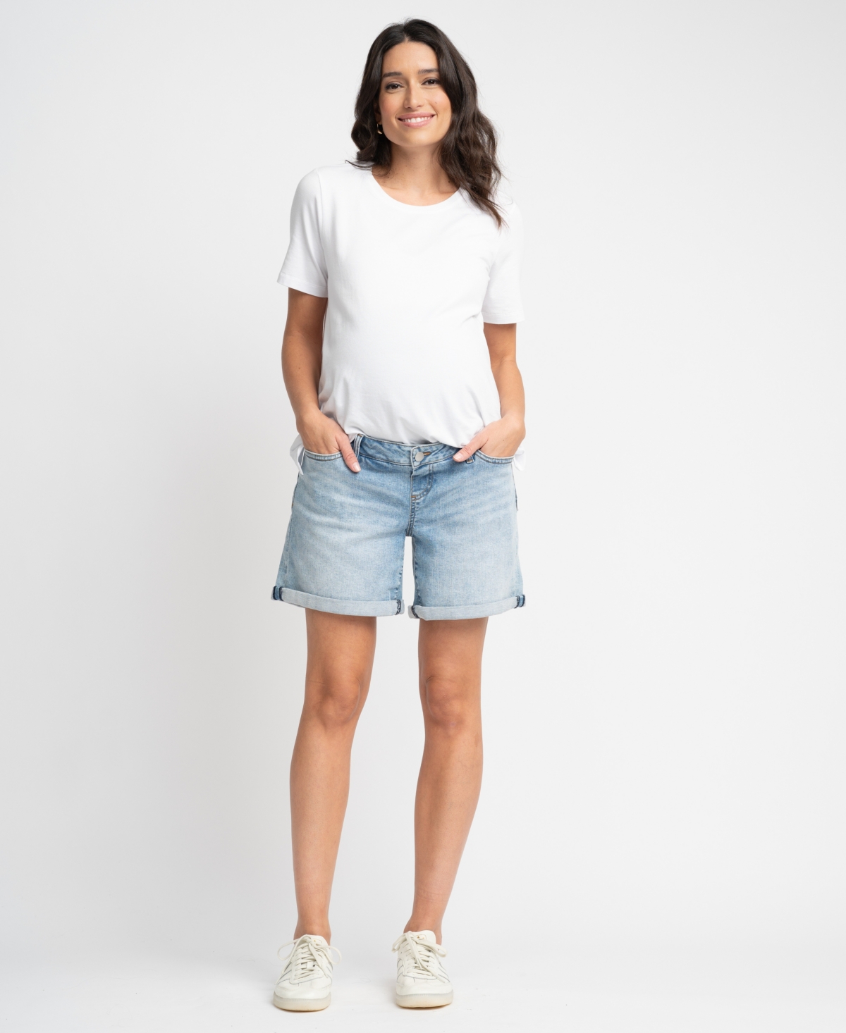 Shop Seraphine Women's Maternity Denim Shorts In Light Vintage