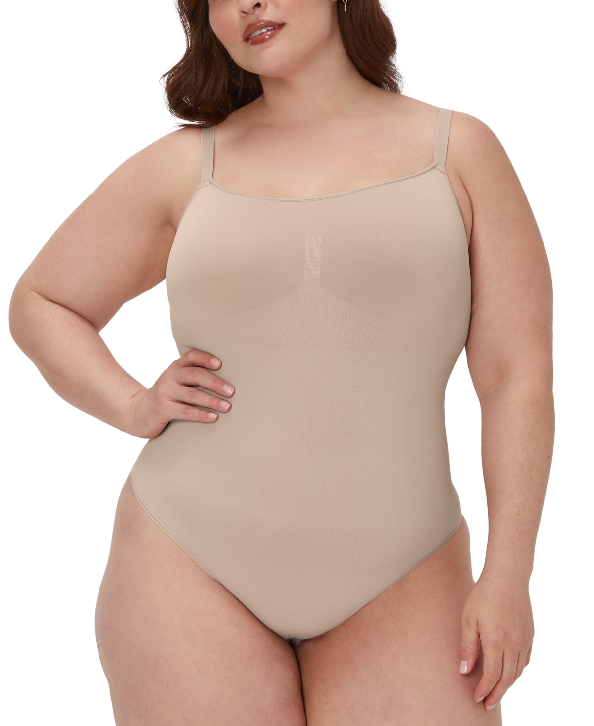 Women's Everyday Seamless Shapewear Thong Bodysuit DMS830 - Just Brown