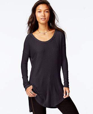 Free People Scoop-Neck High-Low Thermal Tunic - Tops - Women - Macy's