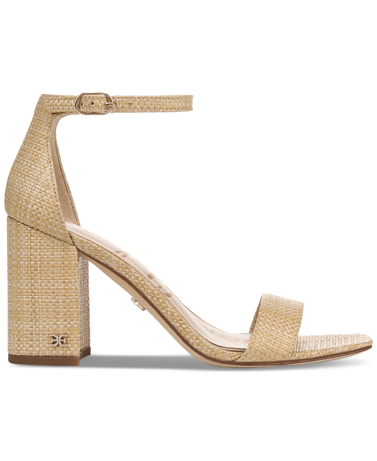 Sam Edelman Women's Daniella Two-piece Block-heel Sandals In Bleached Beechwood Weave Fabric