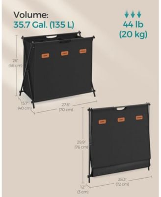 3-Section Laundry Sorter with Collapsible X-Frame, Ink Black