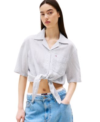 Tommy Jeans - Women's Cotton-Linen Short-Sleeve Shirt