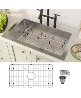Single Bowl Stainless Steel Topmount  33" x 22" Kitchen Sink with Accessories