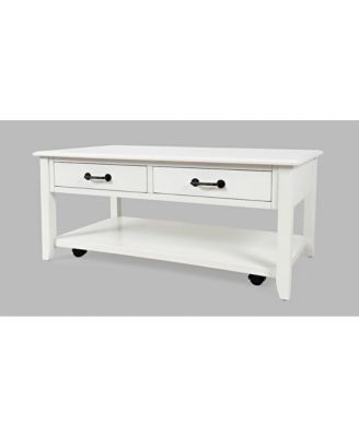 North Fork Acacia 2 Drawer Coffee Table with Casters