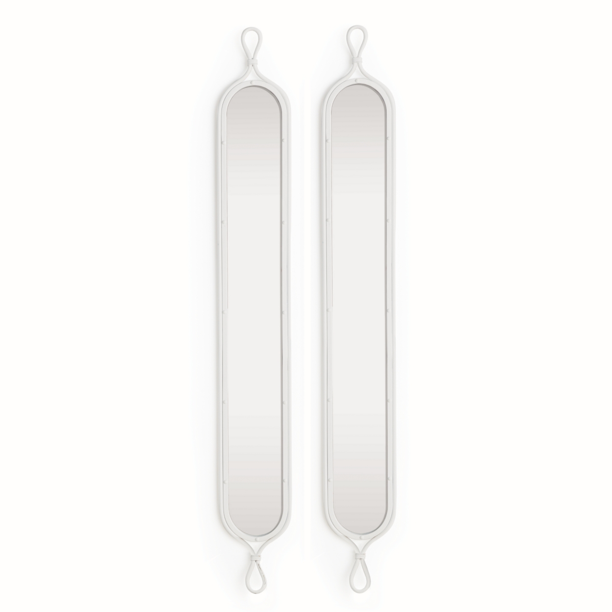 58.5"H x 0.75"D x 7.75"W Silver Framed Tall Narrow Full Length Wall Mirrors Set of 2