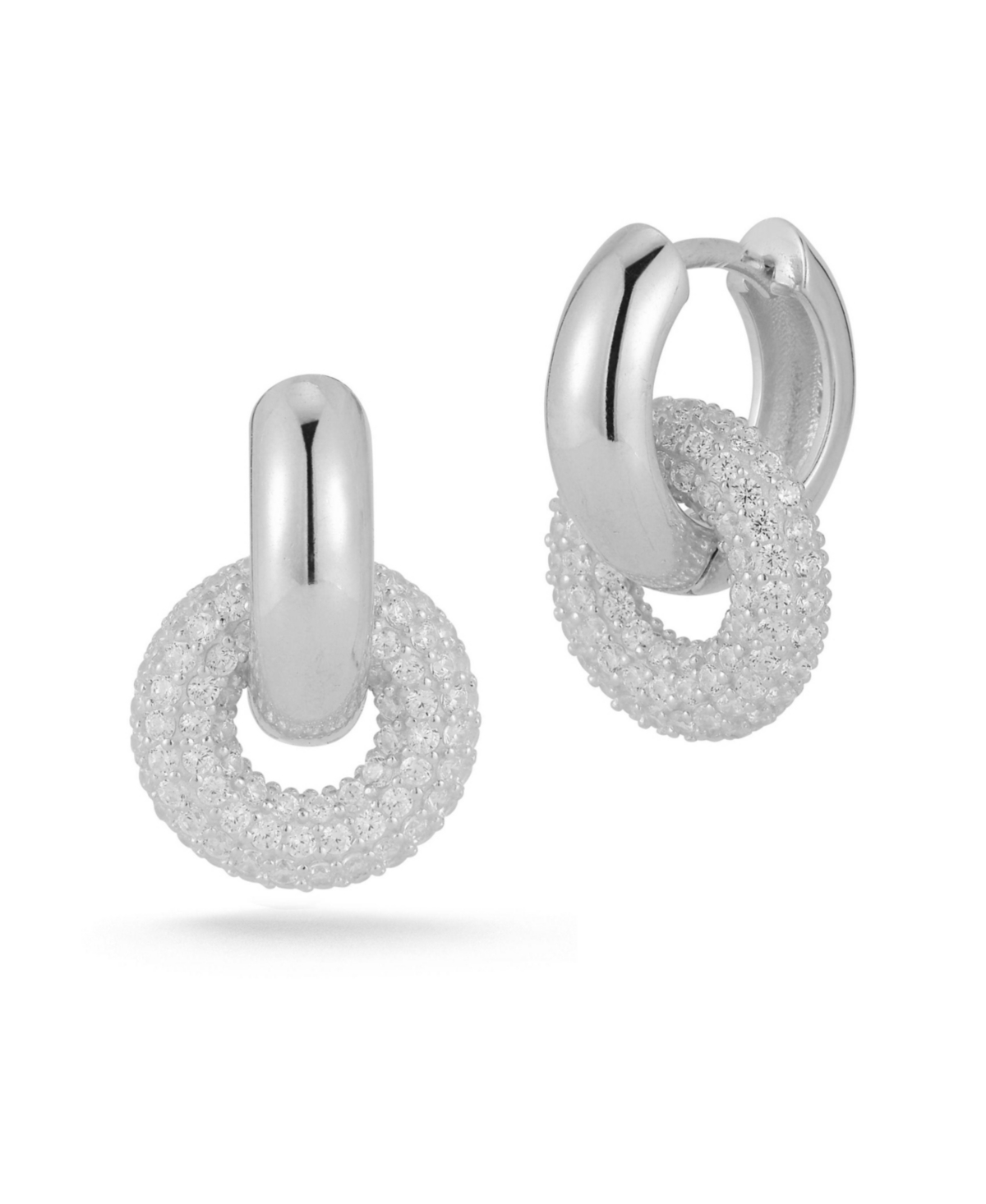 14K Gold Plated Sterling Silver Pave Drop Earrings - Gold