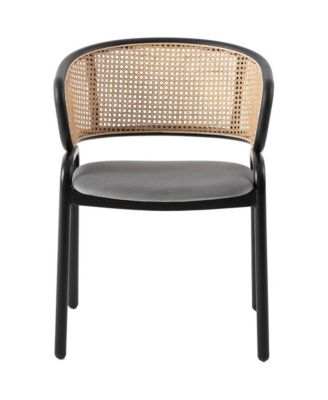 Dining Chair With Stainless Steel Legs Velvet Seat and Wicker Back