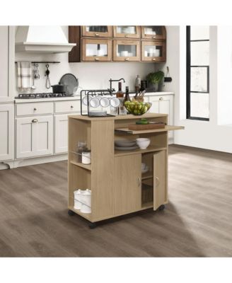 Alaina Kitchen Island Rolling Cart on Wheels with Storage Cabinet