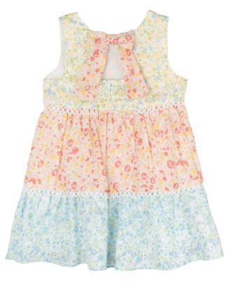 Baby Girls Colorblock Eyelet Dress