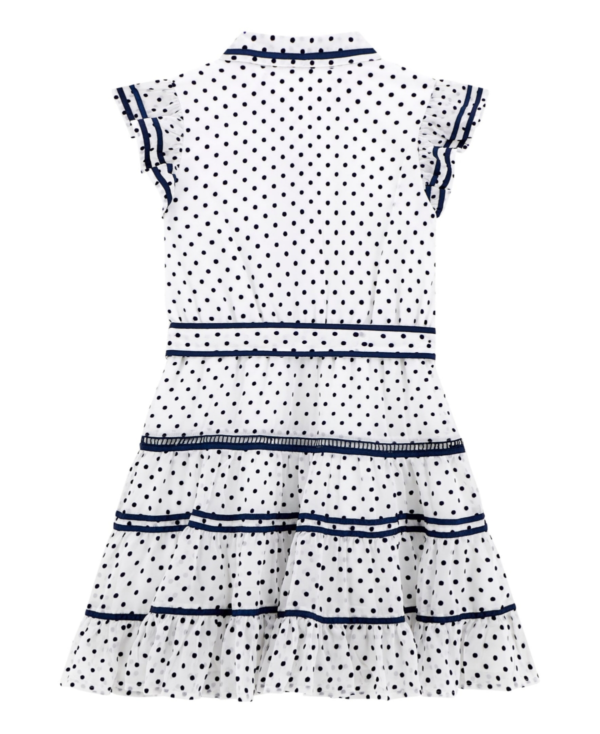Guess Big Girl Chiffon Belted Short Sleeve Dress In Blue
