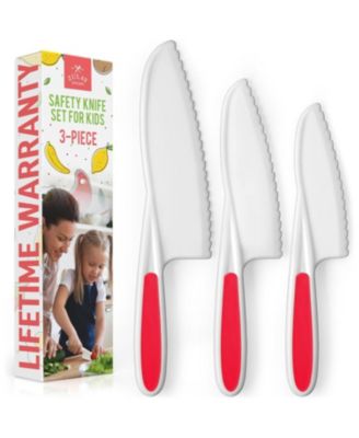 3-Piece Kids Knife Set for Real Cooking & Baking with Serrated Edges