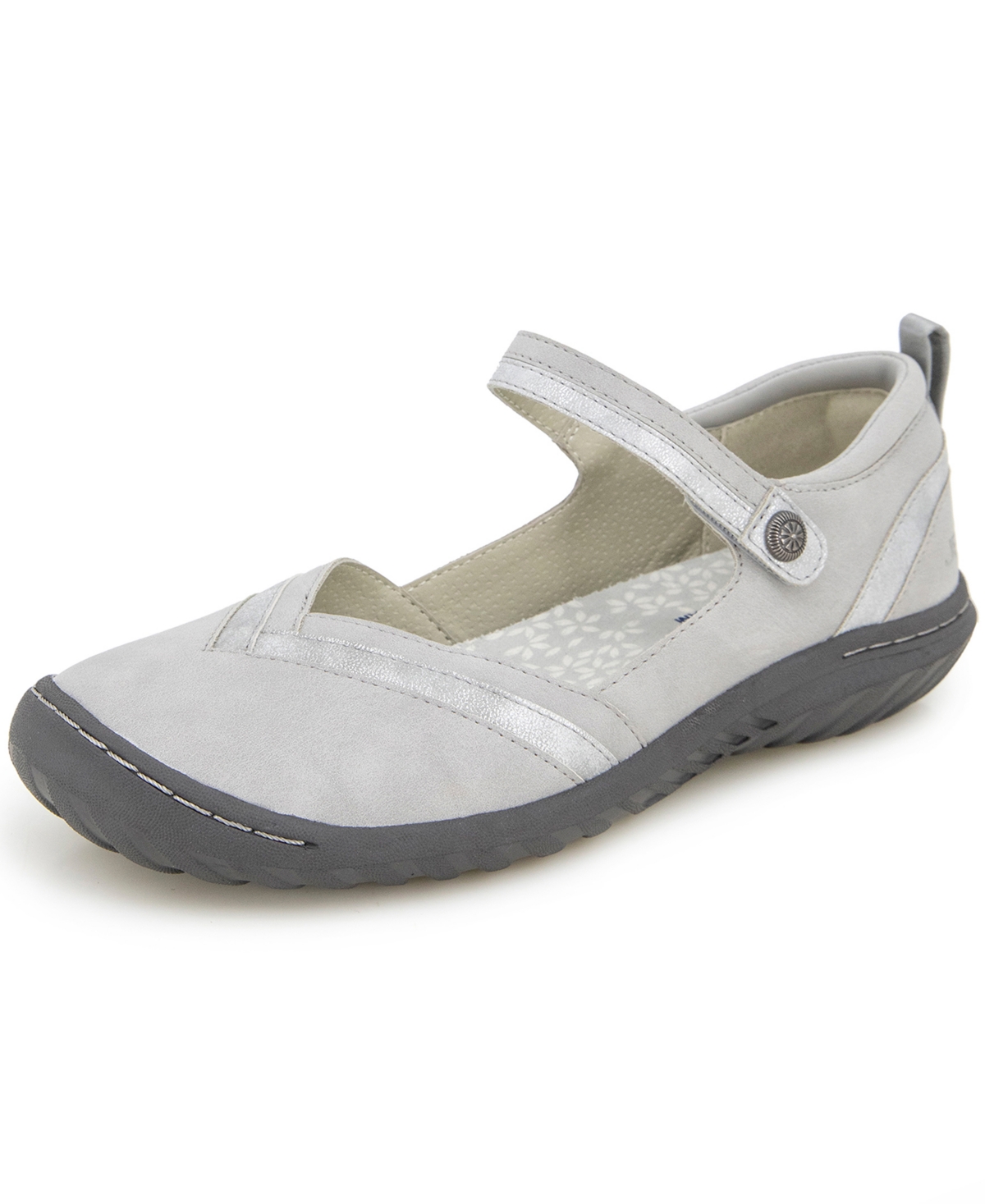 Jbu Raven Flat In Light Grey,shimmer