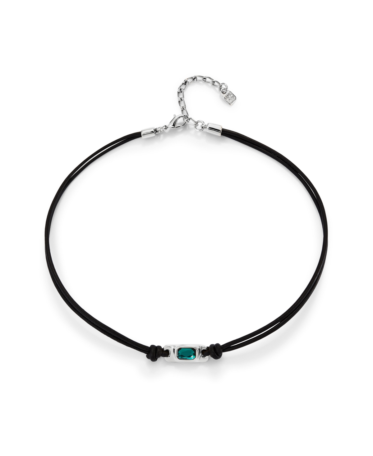 UNOde50 Green Crystal Leather Necklace - Gold