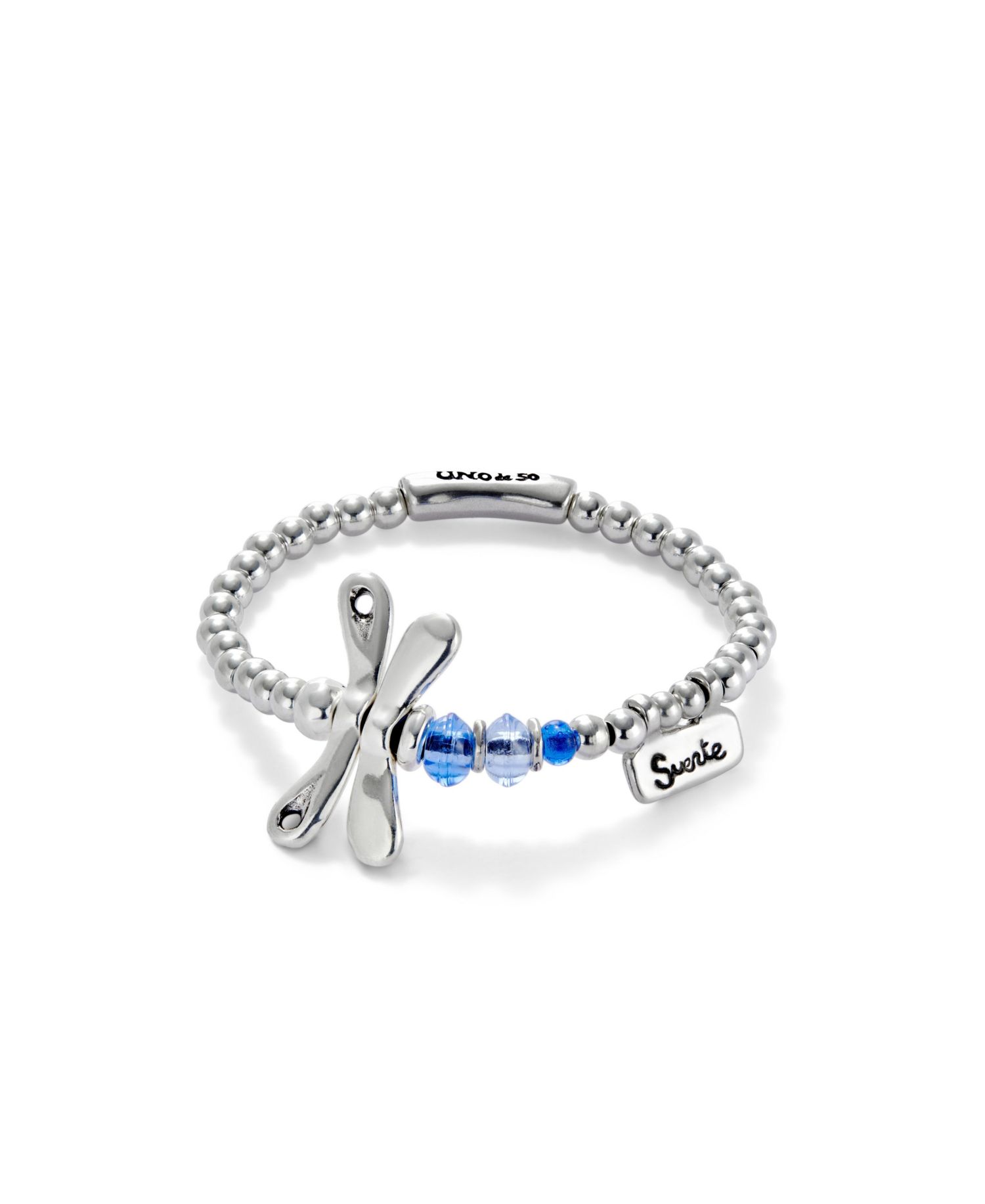 Sterling Silver Plated Blue Crystals Dragonfly Bracelet
