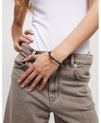 Green Crystal Leather Bracelet