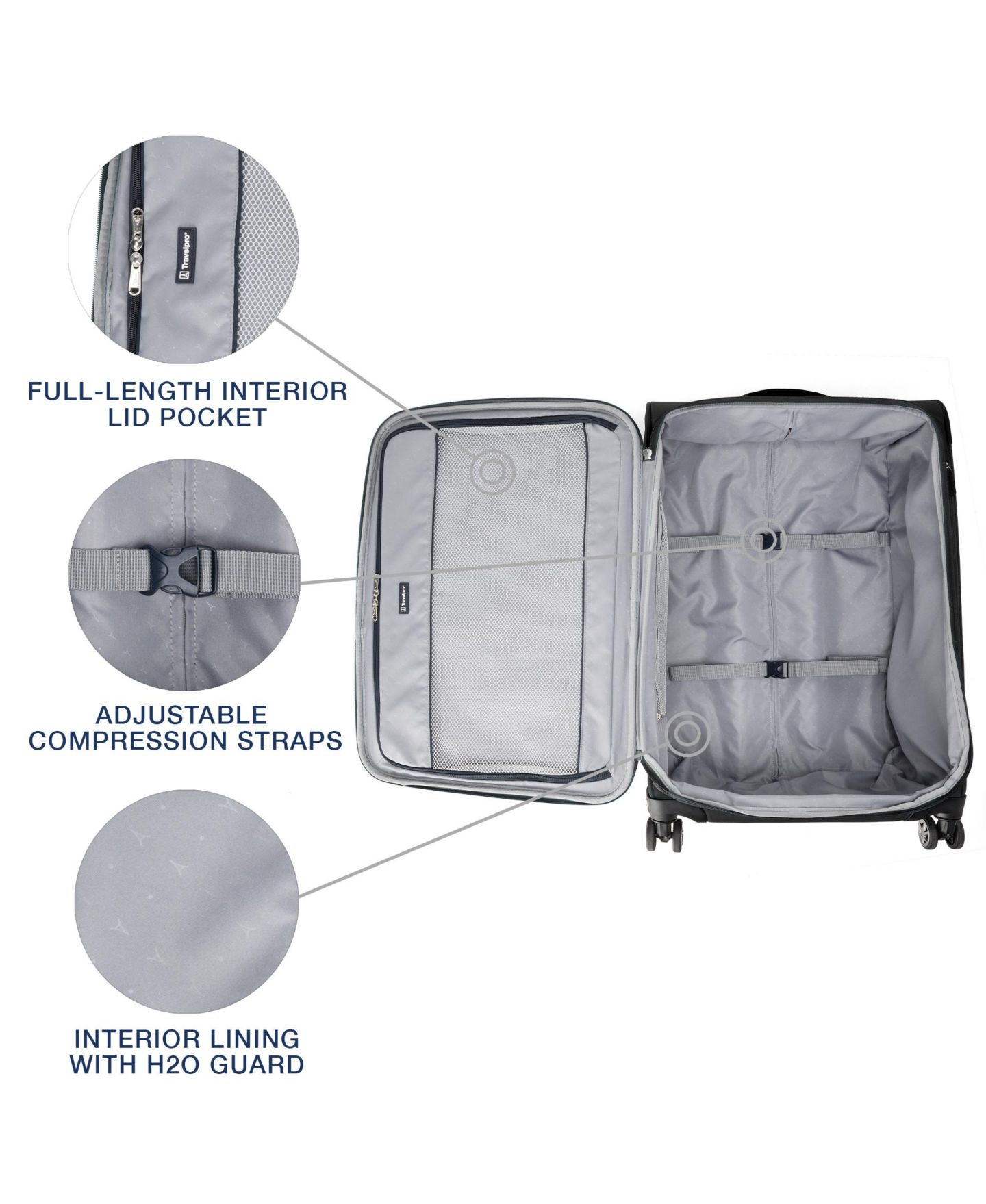 Чемодан Travelpro WalkAbout 7 Medium Softside Check-in Spinner, цвет: Чёрный — фото 10