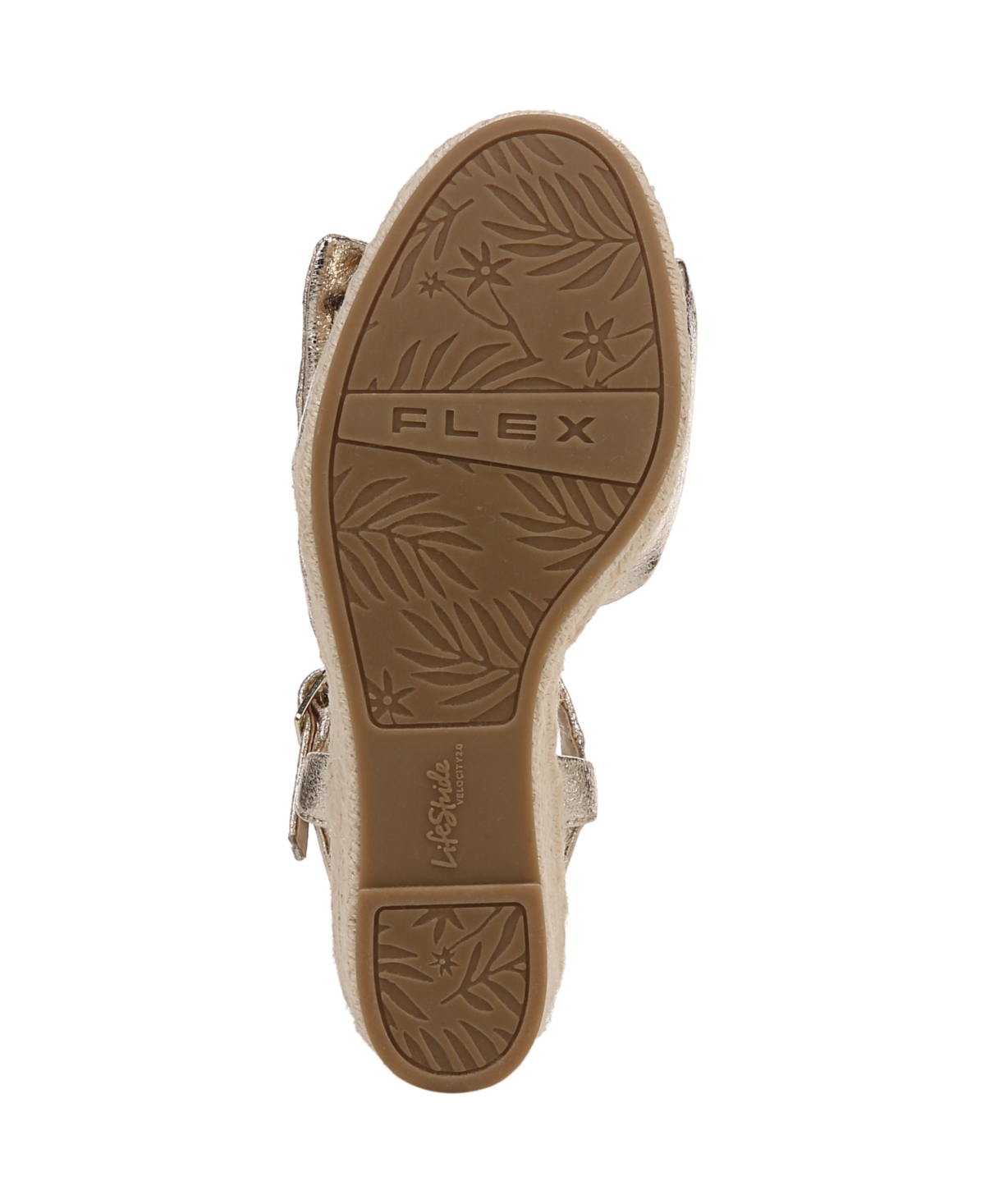 Shop Lifestride Women's Tahlia Open Roundtoe Espadrille Wedge Sandals In Platino Gold Faux Leather