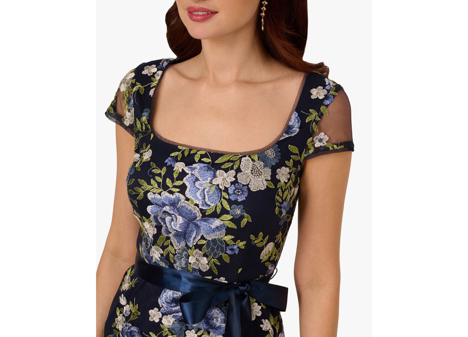 Women's Cascading Floral Sheath Gown