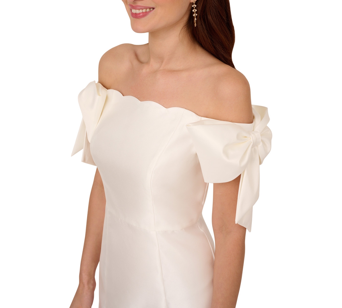 ADRIANNA PAPELL WOMEN'S OFF-THE-SHOULDER BOW-SLEEVE DRESS 
