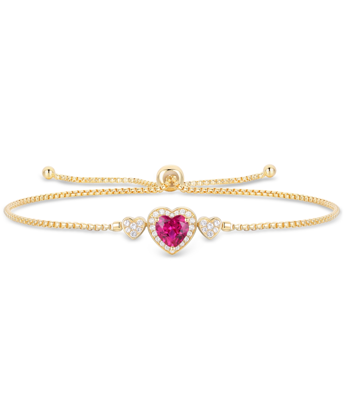Macy's Lab-grown Ruby (1-1/2 Ct. T.w.), Lab-grown White Sapphire (1/4 Ct. T.w.) & Diamond Accent Heart Slid In Ruby