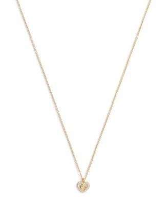 Faux Stone Signature C Pavé Heart Pendant Necklace