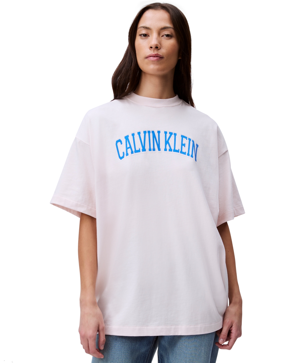Women's Boxy Varsity Logo T-Shirt - Crystal Pink