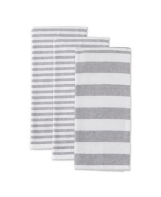 Mineral French Terry Nautical Stripe Cotton Dishtowel 3 Pack Set, 18" x 28"