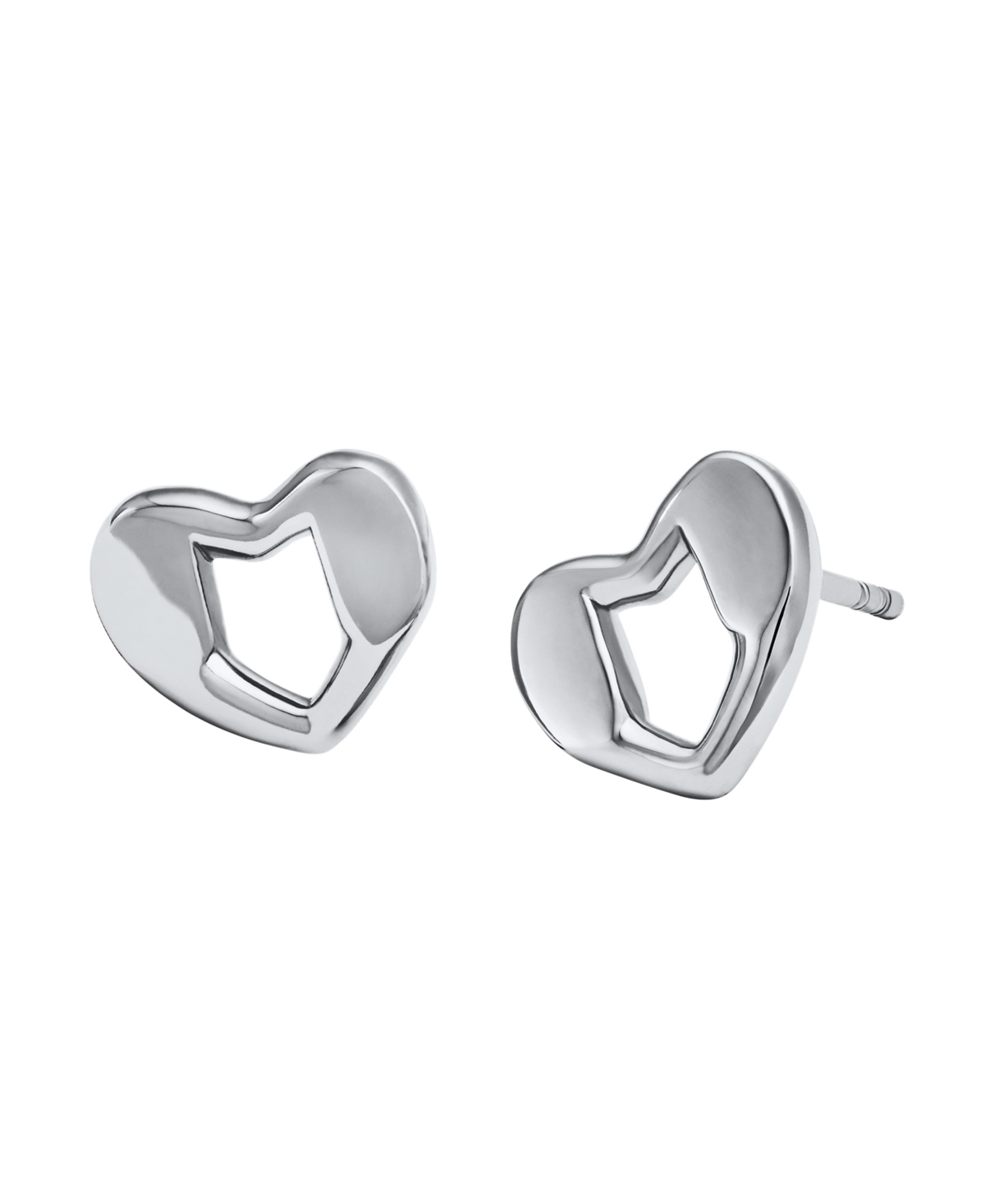 Precious Metal-Plated Heart Stud Earrings - Rose Gold