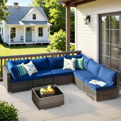 7-Piece Patio Furniture Outdoor Sofa Sets with New Wicker, Cushions and Coffee Table