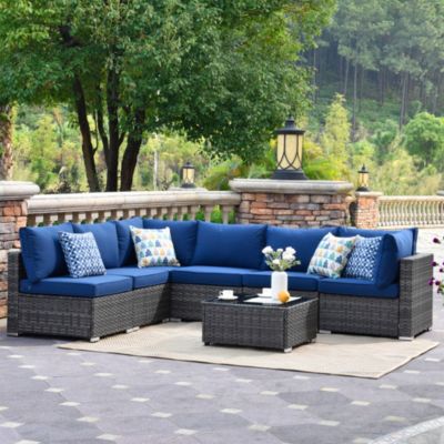 7-Piece Patio Furniture Outdoor Sofa Sets with New Wicker, Cushions and Coffee Table