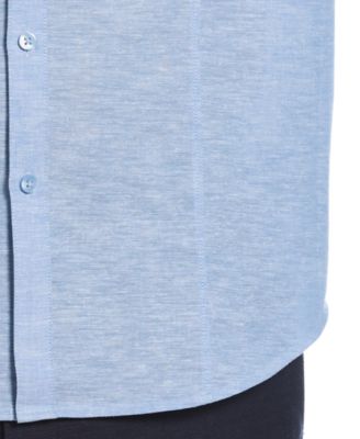 Men's Big & Tall Linen Blend Tuck Panel Long Sleeve Button-Down Shirt