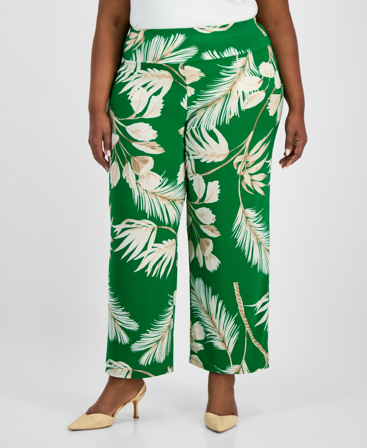 Anne Klein Plus Size Pull-on High-rise Palazzo Pants