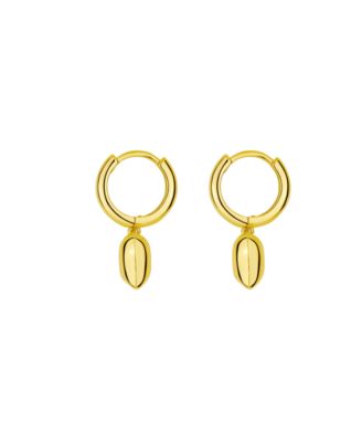 Silver and Gold Heart Drop Hoop Earrings