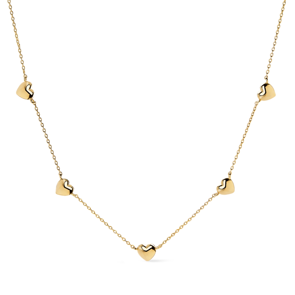 Heart Necklace - Lev Mini Station Necklace - Gold, gold