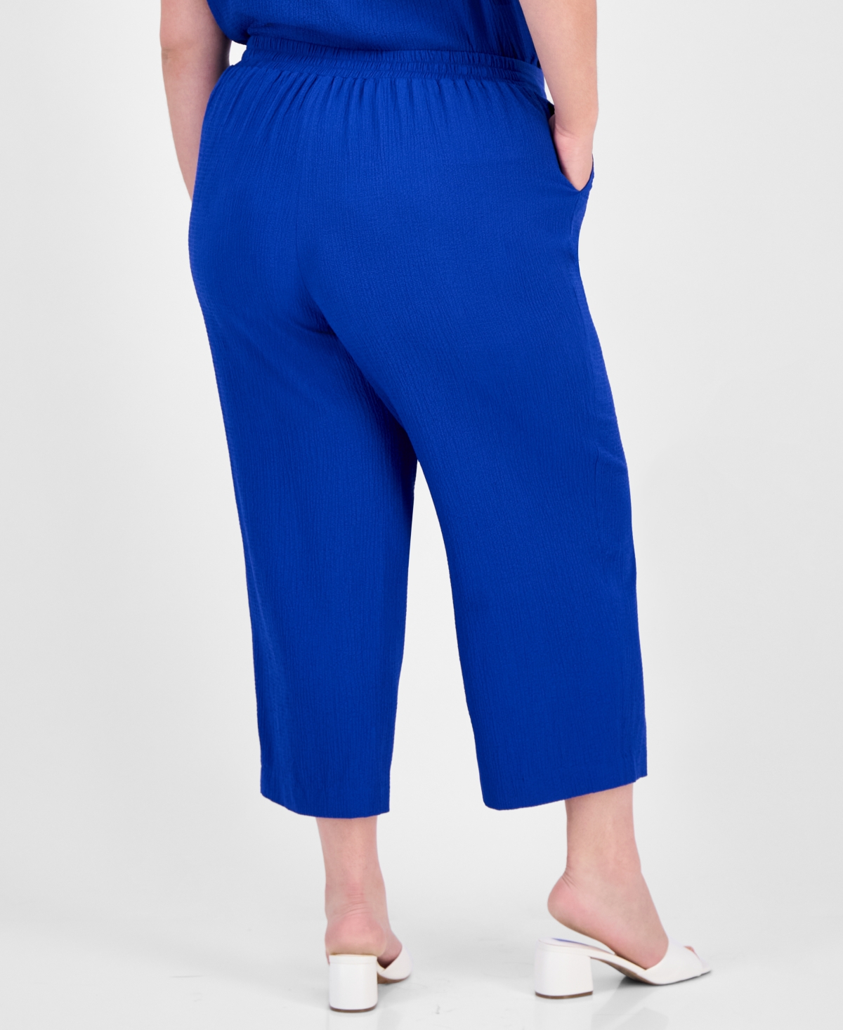 AK ANNE KLEIN PLUS SIZE HIGH-RISE CROPPED PULL-ON PANTS 