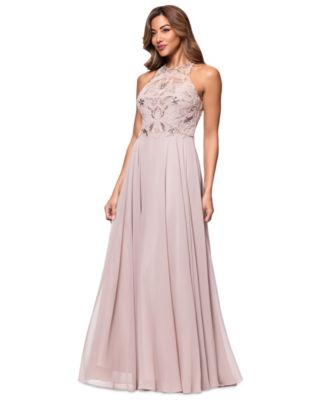 Petite Beaded Sleeveless High-Neck Gown