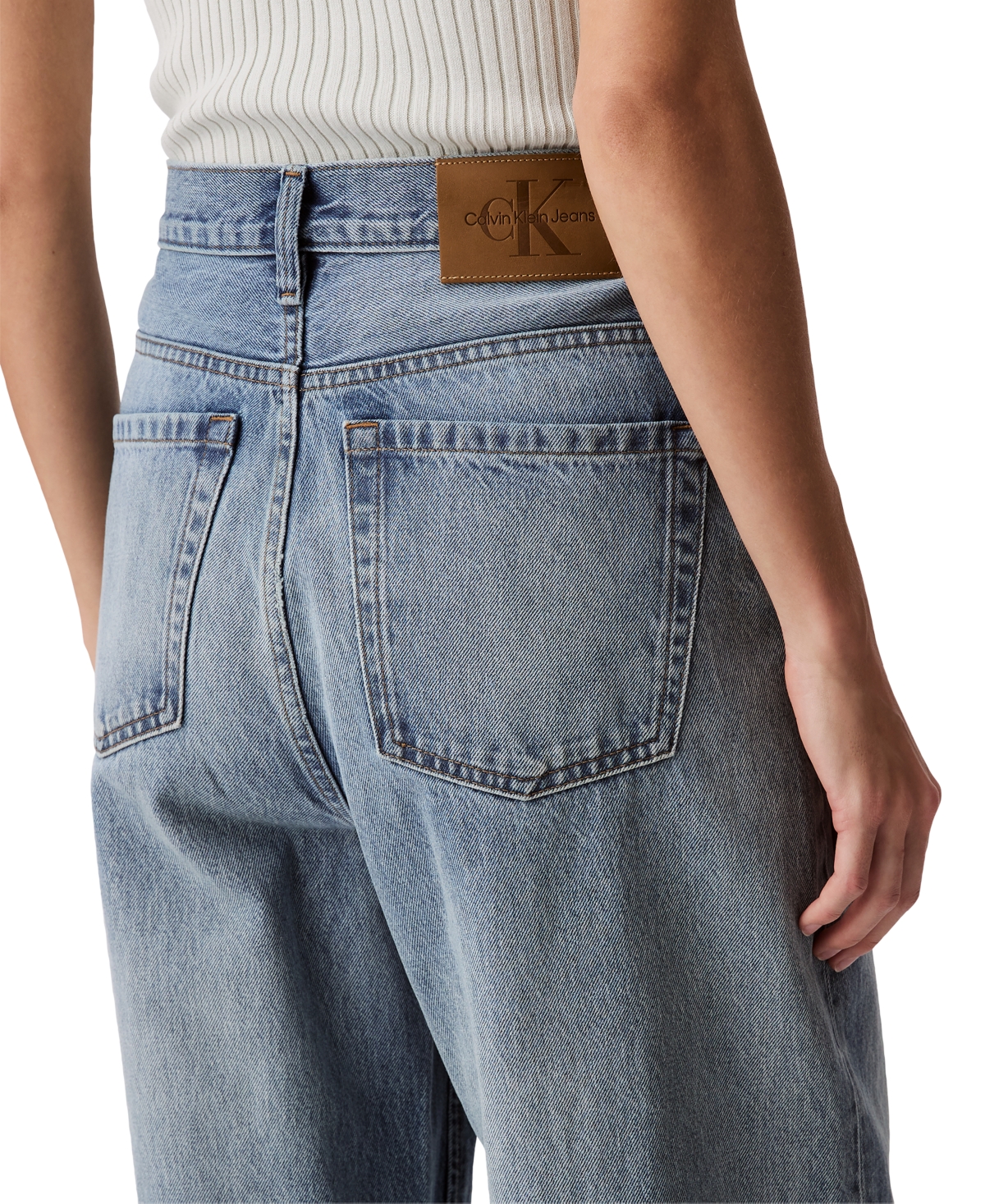 Shop Calvin Klein Jeans Est.1978 Women's High Rise Barrel-leg Rigid Jeans In Gold Dust