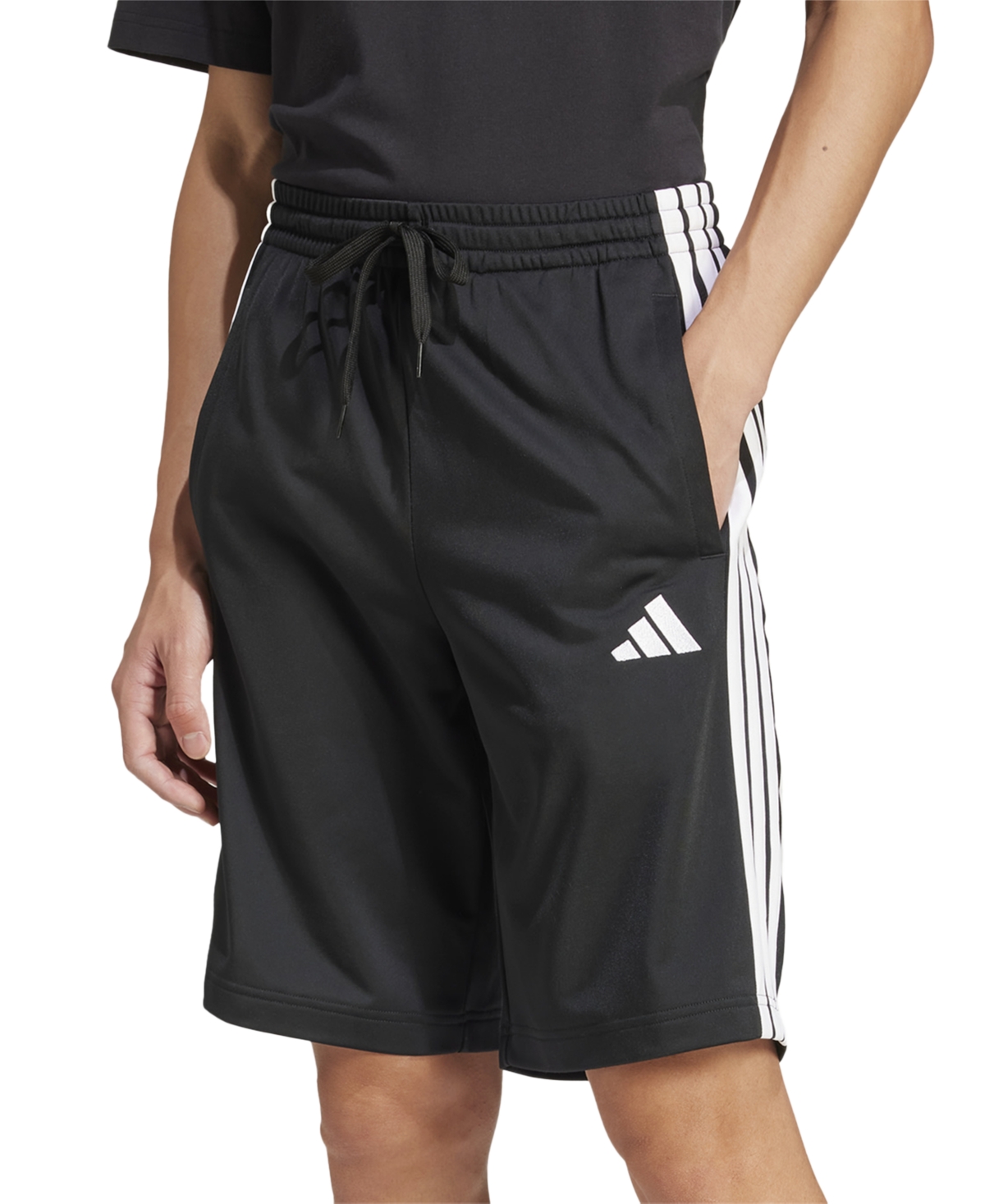 Adidas Originals Adidas Men's 3-stripes 10" Fleece Shorts In Black,wht