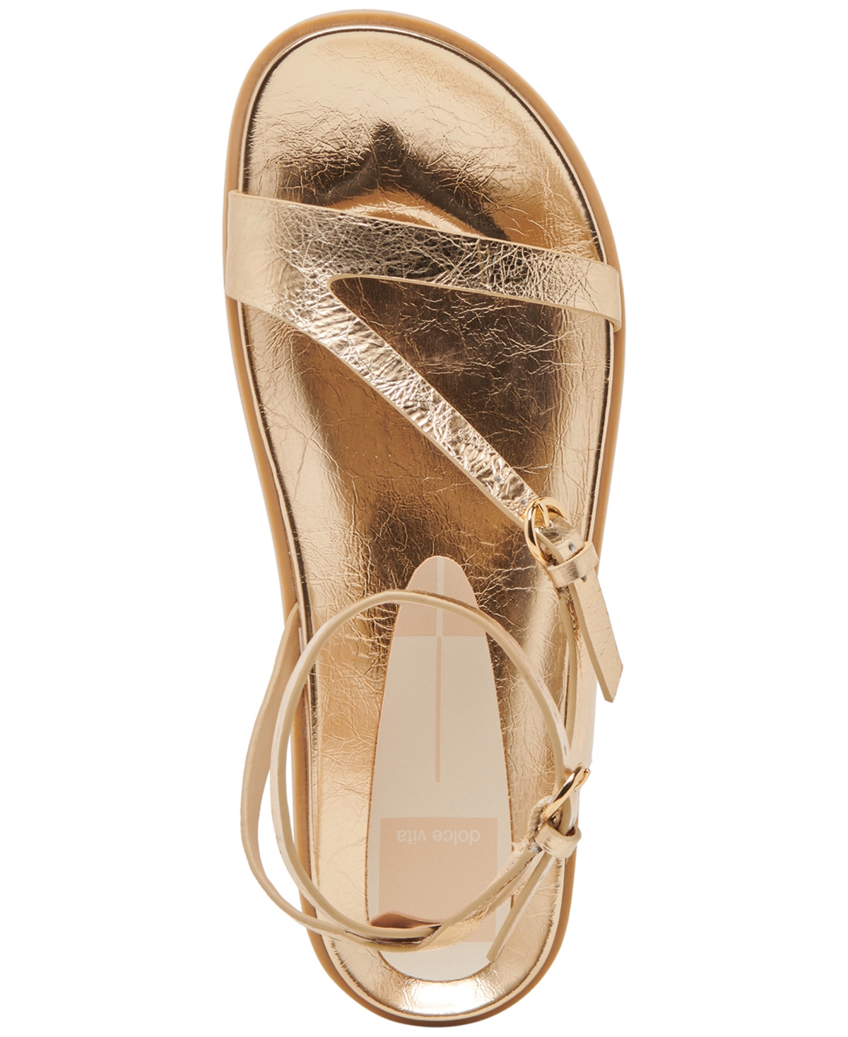 Dolce Vita Darlis Ankle Strap Sandal In Gold Metallic Distressed Leather