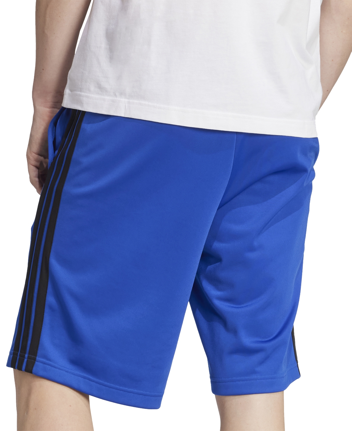 Adidas Originals Men's Essential Three Stripes Fleece Shorts In Blue
