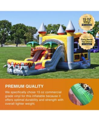 T-Rex Commercial Grade Bounce House Water Slide with Pool for Kids and Adults (with Blower), Basketball Hoop, Wet Dry Combo, Outdoor, Big Inflatable, Birthday Party Rental