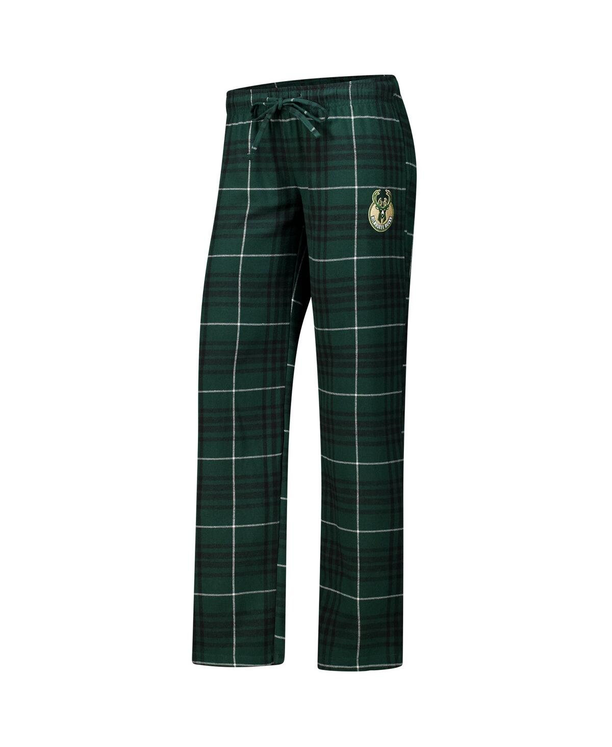 Concepts Sport Women's Hunter Green Milwaukee Bucks Vector T-shirt Flannel Pants Sleep Set In Hunter Green