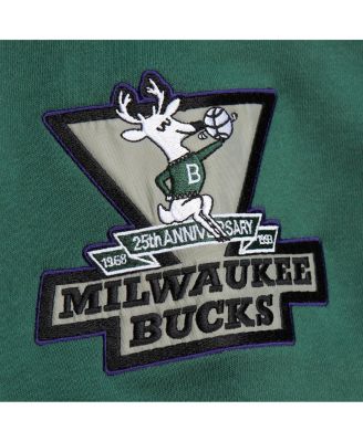 Men's Heather Gray Milwaukee Bucks Hardwood Classics All Over 4.0 Pullover Sweatshirt
