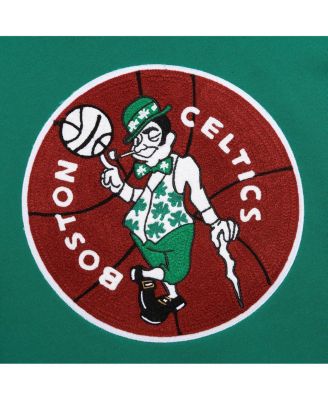 Men's Kelly Green Boston Celtics Chainstitch Applique Vintage Heavyweight Pullover Hoodie