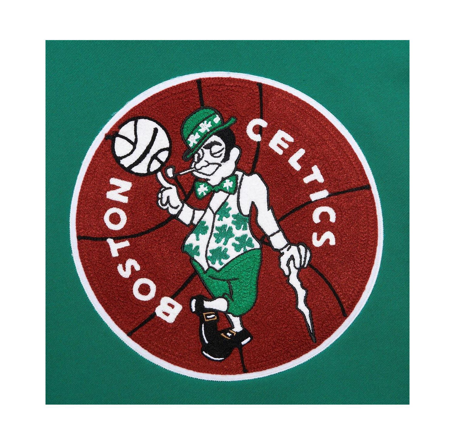 Men's Kelly Green Boston Celtics Chainstitch Applique Vintage Heavyweight Pullover Hoodie